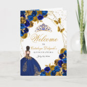 Royal Blue & Gold Butterfly Quinceanera Programm (Vorderseite)