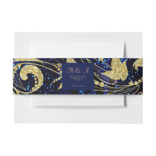 Royal Blue Gold Butterfly Wedding Einladungsbanderole