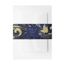 Royal Blue Gold Butterfly Wedding Einladungsbanderole