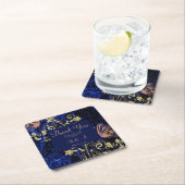 Royal Blue Gold Butterfly Wedding Rechteckiger Pappuntersetzer (Vor Ort)