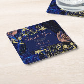 Royal Blue Gold Butterfly Wedding Rechteckiger Pappuntersetzer (angewinkelt)