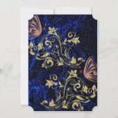 Royal Blue Gold Butterfly Wedding Save the Date (Rückseite)