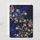 Royal Blue Gold Butterfly Wedding Save the Date (Rückseite)