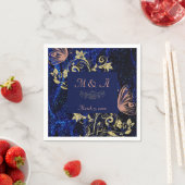 Royal Blue Gold Butterfly Wedding Serviette (Beispiel)