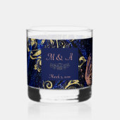 Royal Blue Gold Butterfly Wedding Whiskyglas (Rückseite)