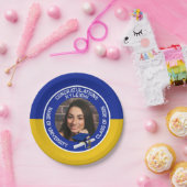 Royal Blue & Gold Cap & Diploma Foto Abschluss Pappteller (Party)