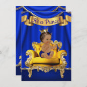 Royal Blue Gold Chair Baby Shower Einladungen (Vorne/Hinten)
