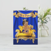 Royal Blue Gold Chair Baby Shower Einladungen (Stehend Vorderseite)
