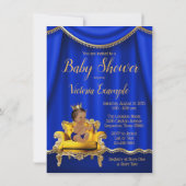Royal Blue Gold Chair Baby Shower Einladungen (Rückseite)