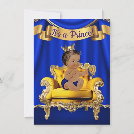 Royal Blue Gold Chair Baby Shower Einladungen (Vorderseite)