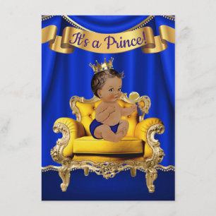 Royal Blue Gold Chair Baby Shower Einladungen