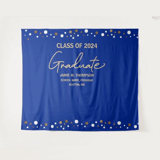 Royal Blue Gold Class 2023 Abschluss Wandteppich (Vorderseite (Horizontal))