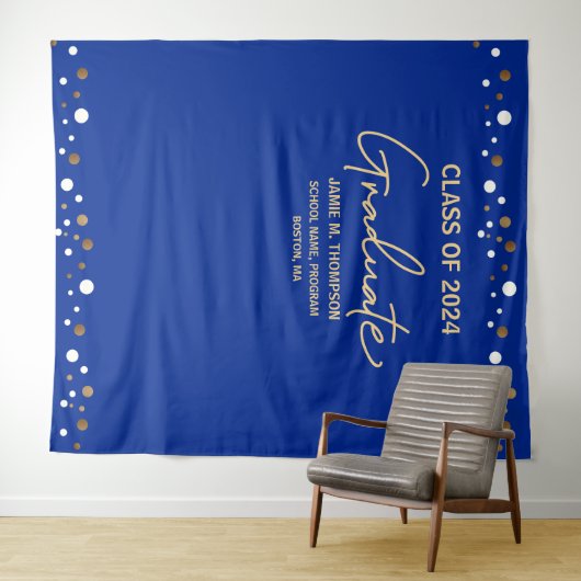 Royal Blue Gold Class 2024 Abschluss Wandteppich (Beispiel (Horizontal))