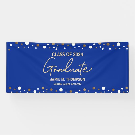 Royal Blue Gold Class 2024 Name Graduate Banner (Horizontal)