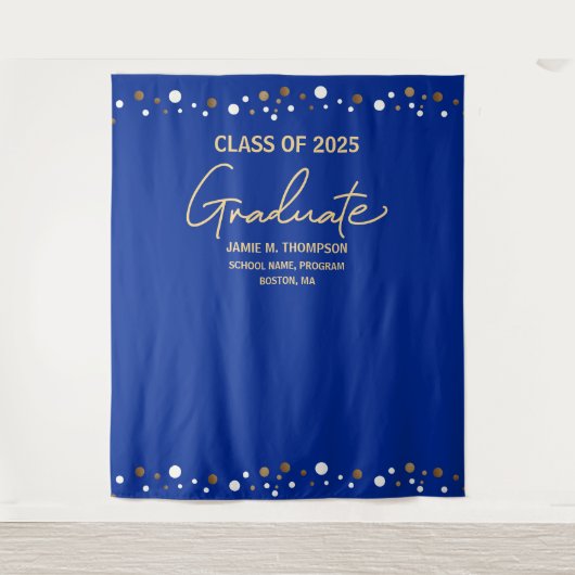 Royal Blue Gold Class 2025 Abschluss Wandteppich (Vorderseite)