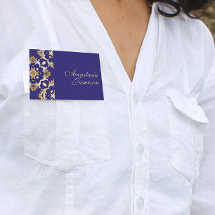 Royal Blue Gold Classic Elegante Vintag Antique Namensschild