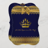 Royal Blue & Gold Crown Baby Dusche Einladung (Vorne/Hinten)