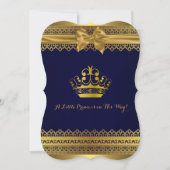Royal Blue & Gold Crown Baby Dusche Einladung (Vorderseite)