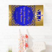Royal Blue Gold Crown Baby Shower Boy Banner (Insitu)