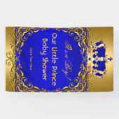 Royal Blue Gold Crown Baby Shower Boy Banner (Horizontal)