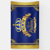 Royal Blue Gold Crown Blue Prince Baby Dusche Banner (Vertikal)