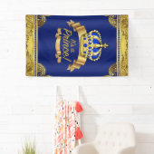 Royal Blue Gold Crown Prince Baby Dusche Banner (Insitu)