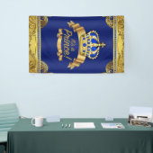 Royal Blue Gold Crown Prince Baby Dusche Banner (Messeveranstaltung)
