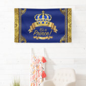 Royal Blue Gold Crown Prince Baby Dusche Banner (Insitu)