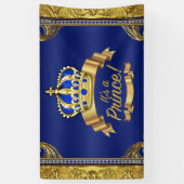 Royal Blue Gold Crown Prince Baby Dusche Banner (Vertikal)