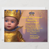 Royal Blue Gold Crown Prince Baby Dusche Einladung (Rückseite)