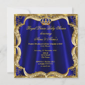 Royal Blue Gold Crown Prince Baby Shower Ethnic Einladung (Rückseite)