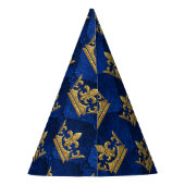 Royal Blue & Gold Crown Prince Birthday Party Partyhütchen (Rückseite)