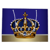Royal Blue Gold Crown Prince King Große Geschenktüte (Rückseite)