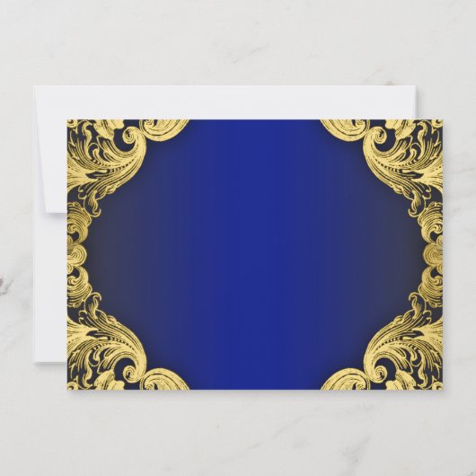 Royal Blue Gold Crown Prince Taufe Einladung (Rückseite)
