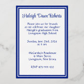 Royal Blue & Gold Diagonal Abschluss Gold Folieneinladung (Rückseite)