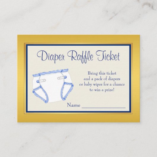 Royal Blue Gold Diaper Raffle Ticket Begleitkarte (Vorderseite)