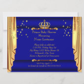 Royal Blue Gold Drapes Prince Baby Dusche groß Einladung (Rückseite)