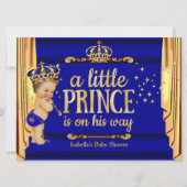 Royal Blue Gold Drapes Prince Baby Dusche groß Einladung (Vorderseite)