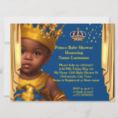 Royal Blue Gold Drapes Prince Baby Shower Ethnic Einladung (Rückseite)