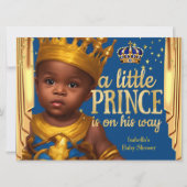 Royal Blue Gold Drapes Prince Baby Shower Ethnic Einladung (Vorderseite)