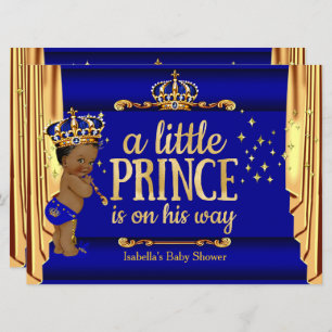 Royal Blue Gold Drapes Prince Baby Shower Ethnic L Einladung