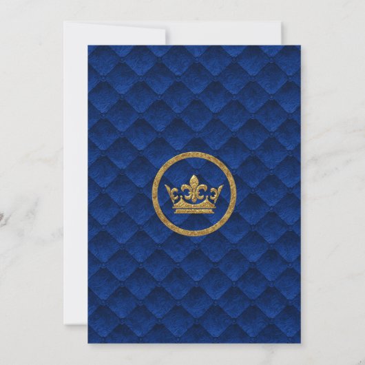 Royal Blue & Gold Drapes Scroll Wedding Einladung (Rückseite)