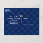 Royal Blue Gold Drapes Scroll Wedding Rett Date Ankündigungspostkarte (Rückseite)