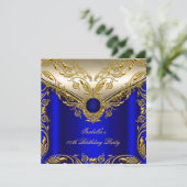 Royal Blue Gold Elegante Elite Birthday Party Einladung (Stehend Vorderseite)