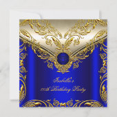 Royal Blue Gold Elegante Elite Birthday Party Einladung (Vorderseite)