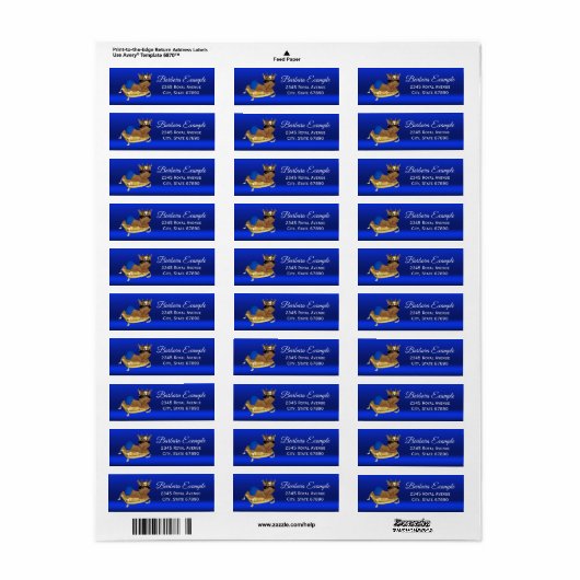 Royal Blue Gold Ethnic Prince Address Labels (Vorne)