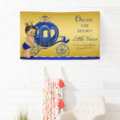 Royal Blue Gold Ethnic Prince Carriage Baby Dusche Banner (Insitu)