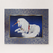 Royal Blue Gold Fantasy Holiday Unicorn Puzzle (Horizontal)