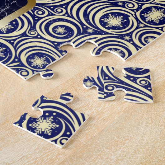 Royal Blue Gold Fantasy Holiday Unicorn Puzzle (Seite)