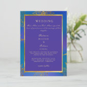 Royal Blue & Gold - farbenfrohe Hochzeitseinladung Einladung (Stehend Vorderseite)